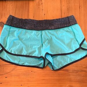 Lululemon Athletica Teal and Charcoal speed shorts